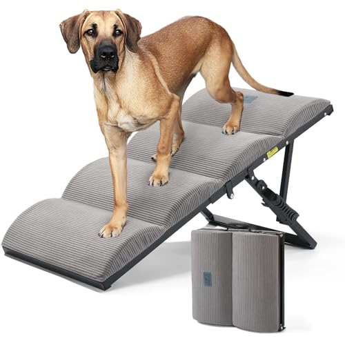 Foldable Dog Ramp for Bed Couch Large Dogs (Gray / up to 20"H-for couch/lower bed)