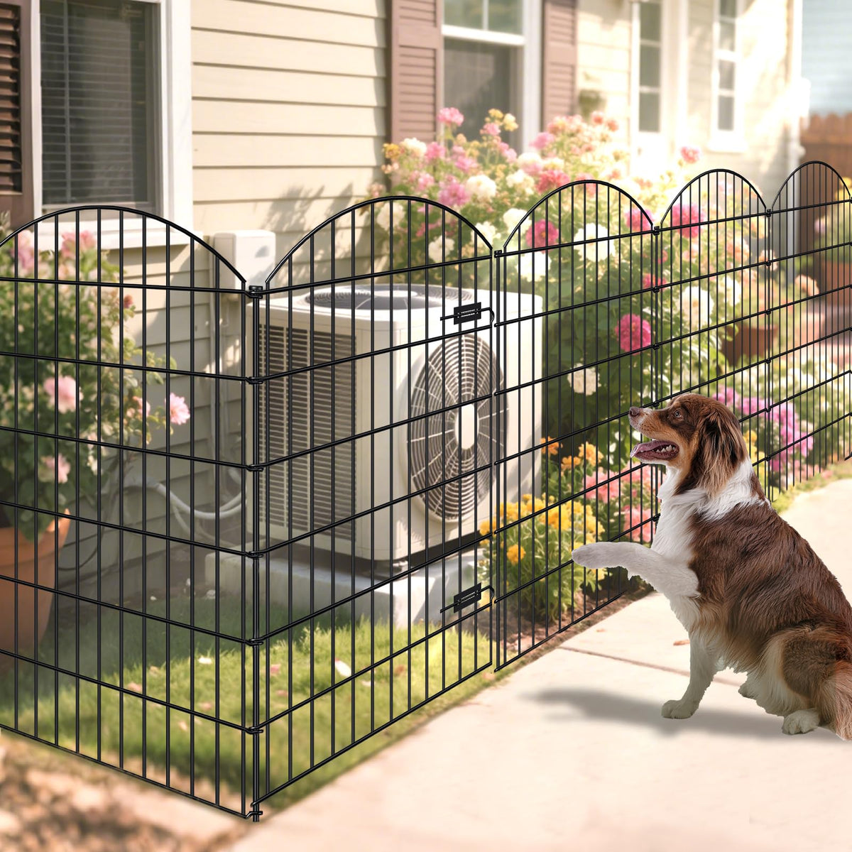 Metal Garden Fence with Gate 48 in x 12.7 ft (48"Hx12.7ft (Gate+4Panels))