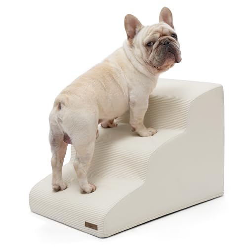 Lesure Dog Stairs for Small Dogs (Beige / 3-Step (H: 15.7IN))