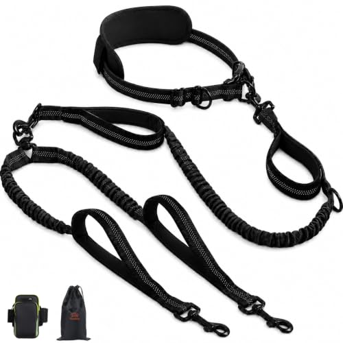 Hands Free Double Dog Leash (Pure Black)
