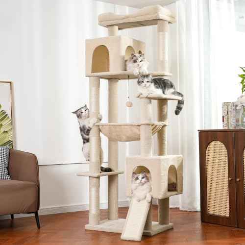 XXL Cat Tree Tower 70”with Oversized Bed (XXL-70" / Beige)