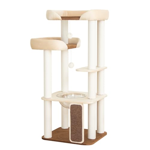53" Cat Tree Tower for Large Cats (White 53'')