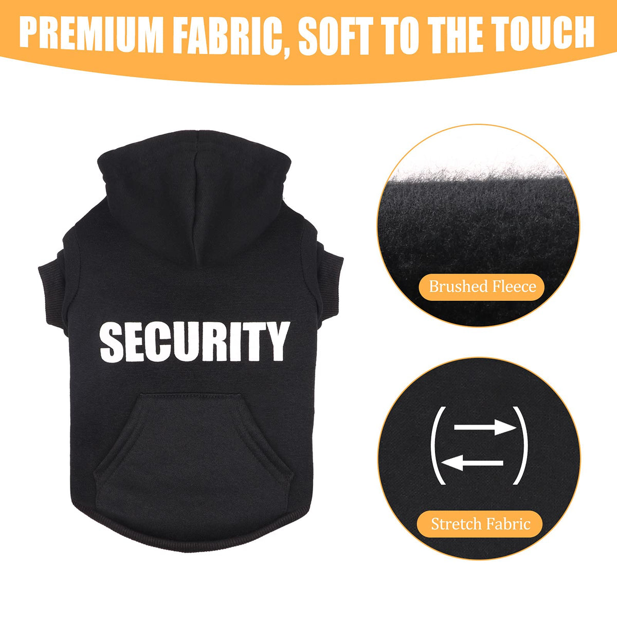 Dog Hoodie Security Dog Sweater Soft Brushed Fleece Clothes Hoodie Sweatshirt with Pocket for Small Medium Large Dogs (XX-Large)