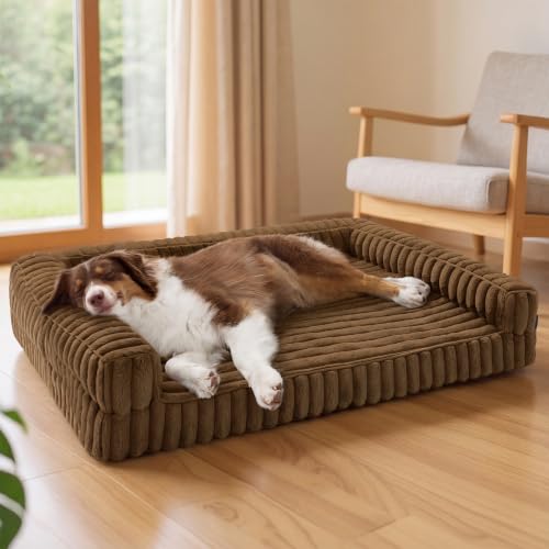 ComfyFleece® Memory Foam Orthopedic Dog Beds Large Sized Dog 35" (Camel Brown / 35.0"l X 25.0"w X 7"th)