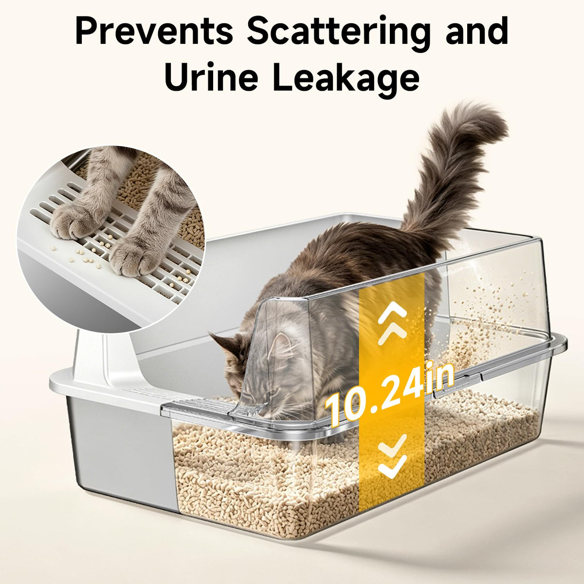 2 Pack XL Stainless Steel Litter Box with High Sides (Pale gray-2Pack)