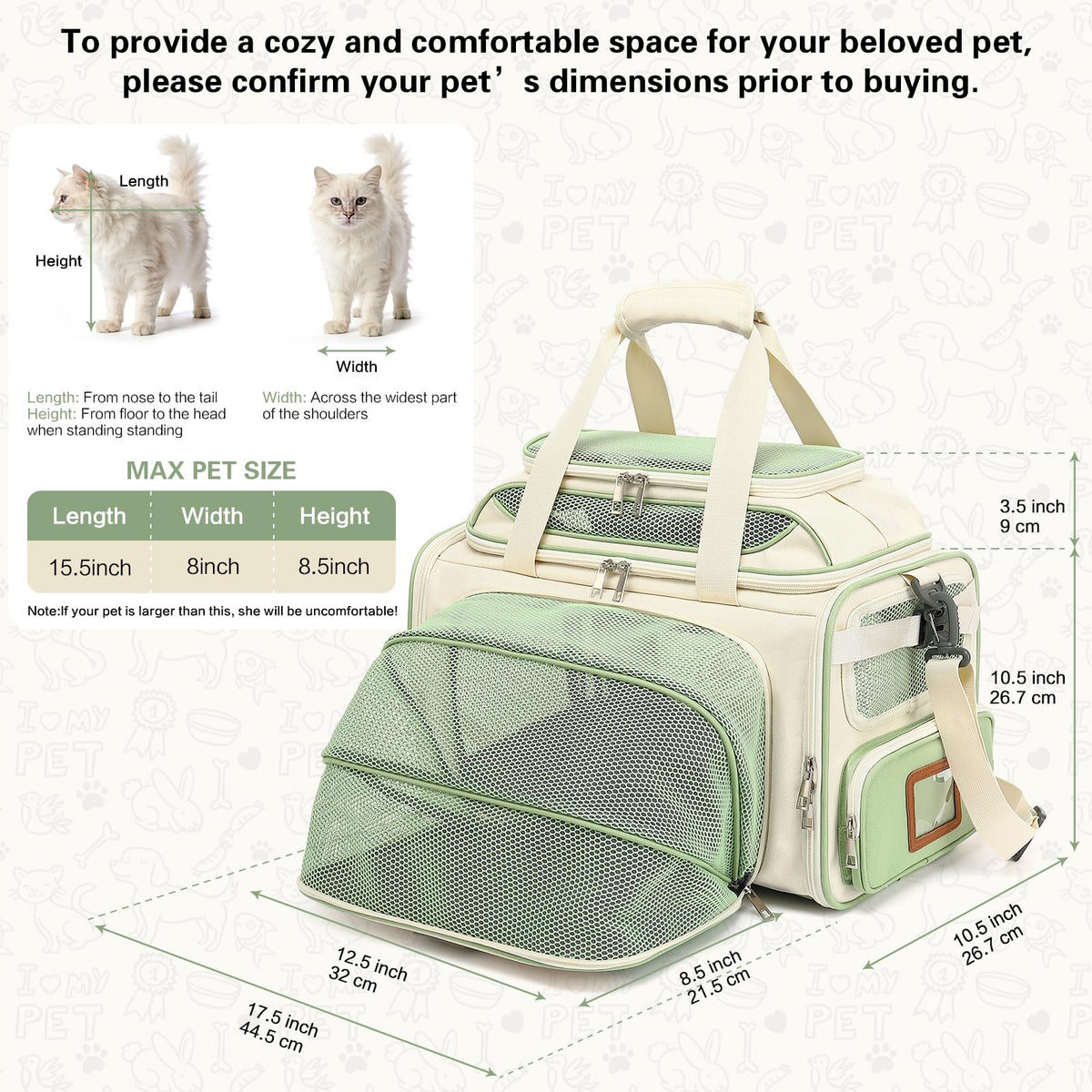 Pet Carrier with Wheels for Small Dog and Cat (grayish black)