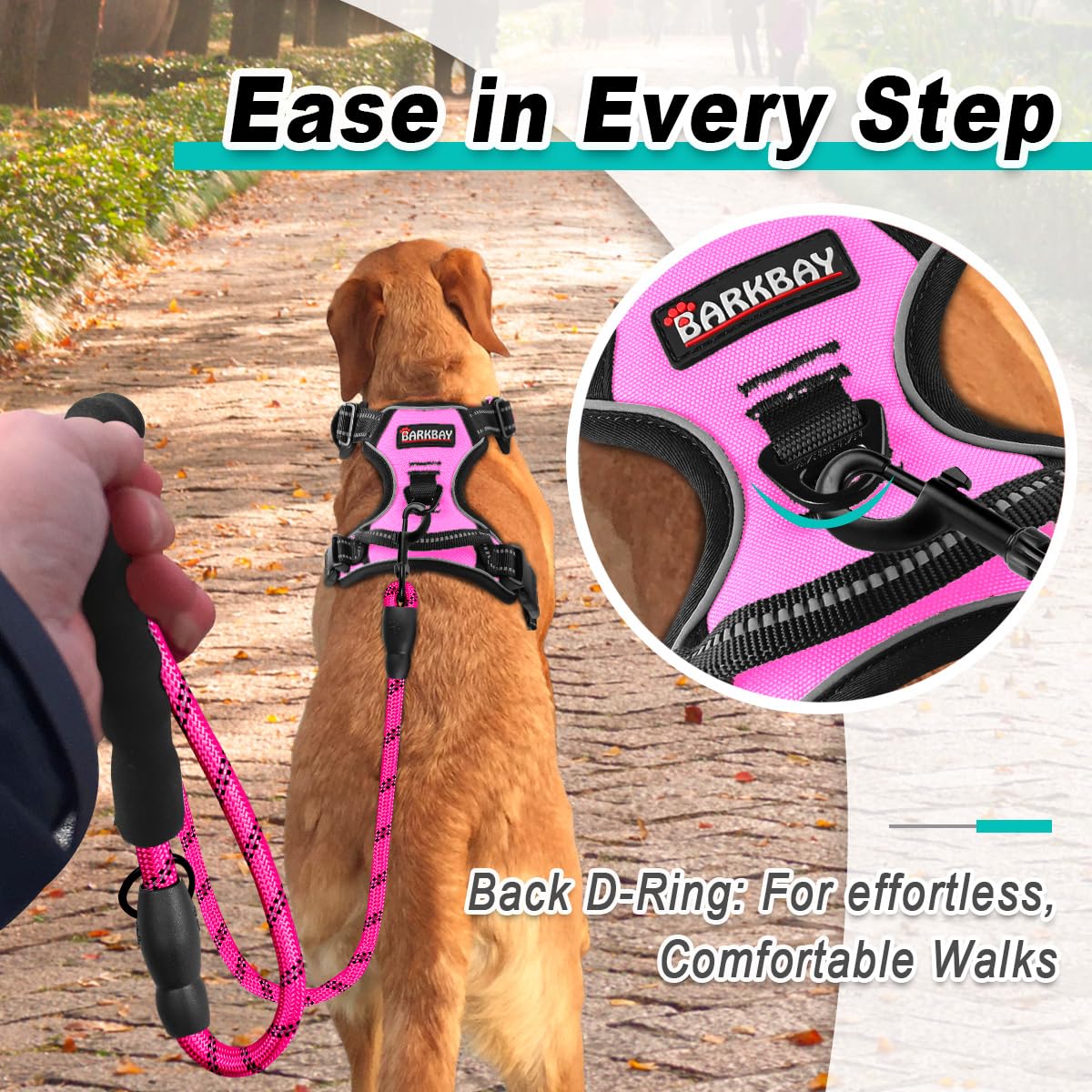 Dog Harness for Small Sized Dog No Pull 2 Leash Clips Dog Vest (Pink / Small)