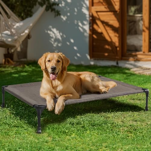 Outdoor Elevated Dog Bed Large Sized Dogs (45.0"L x 33.0"W x 7.0"Th / Brown)
