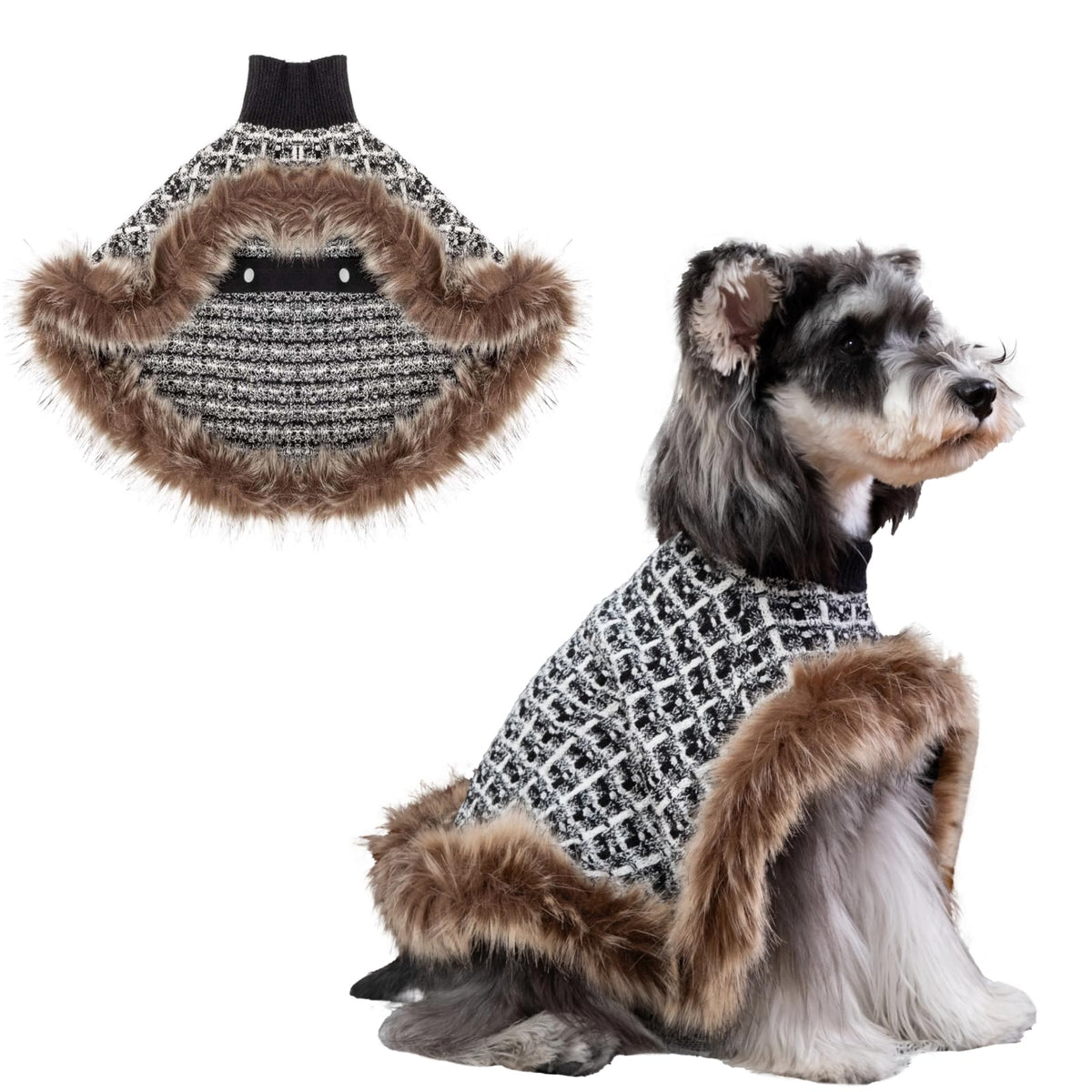 Dog Sweater Cloak (Black / Small(Back Length 10"))