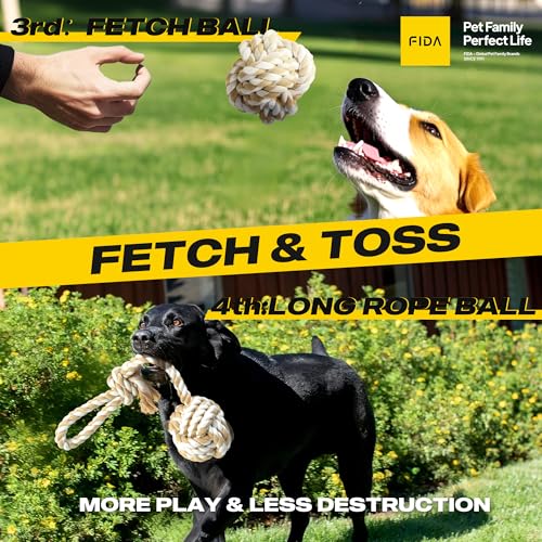 Heavy Duty Dog Rope Toys for Medium Large Dogs (White-4 Packs / Large)
