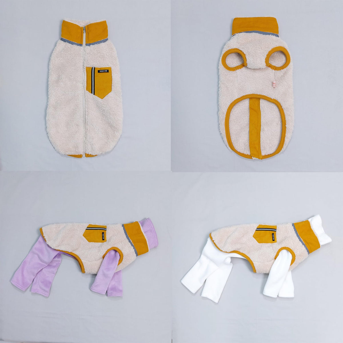 D Doggy Star Italian Greyhound Warm Fleece Zip (XL / Zipup Mustard)
