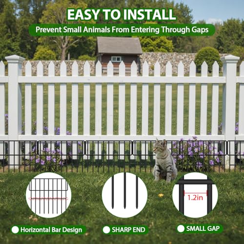 38 Panels Animal Barrier Fence (Black / 38 Panels-41.1ft(L)x12in(H))