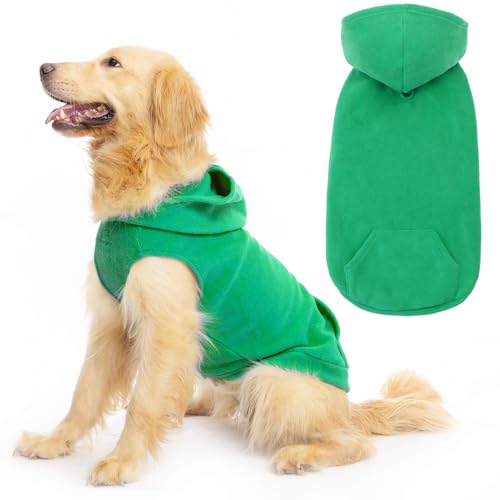 Fleece Dog Hoodie with Pouch (Small / Green)