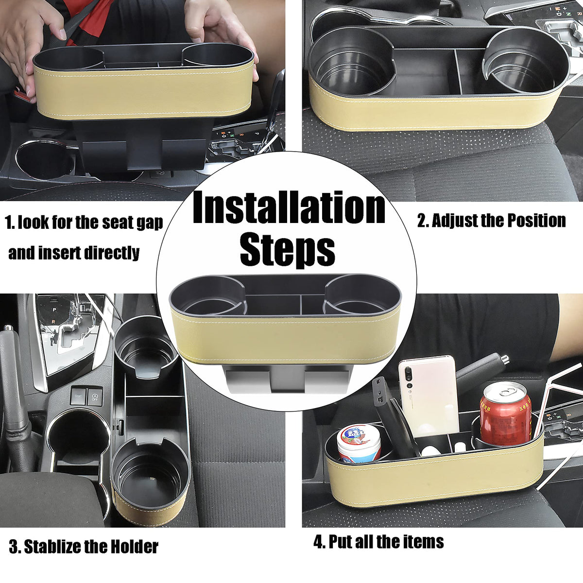 Console Side Pocket (Slim-Beige)
