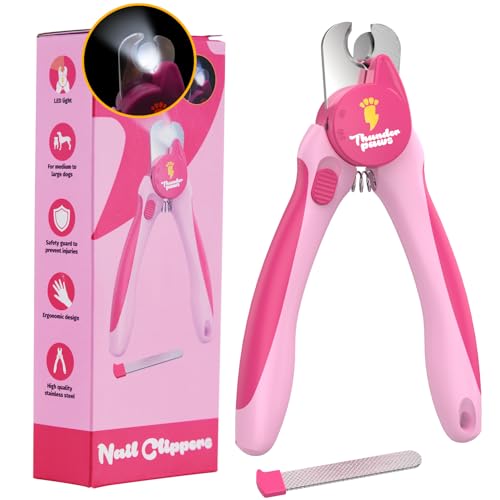 LED Dog Nail Clippers with Light (Pink / Large)