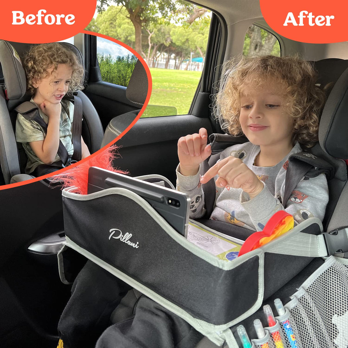 Kids Travel Tray for Car (2-pack Black)