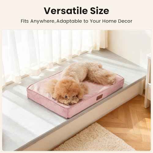 Orthopedic Waterproof Small Dog Bed (24"x 16"x 3” (For Sprawling) / 02-Pink)