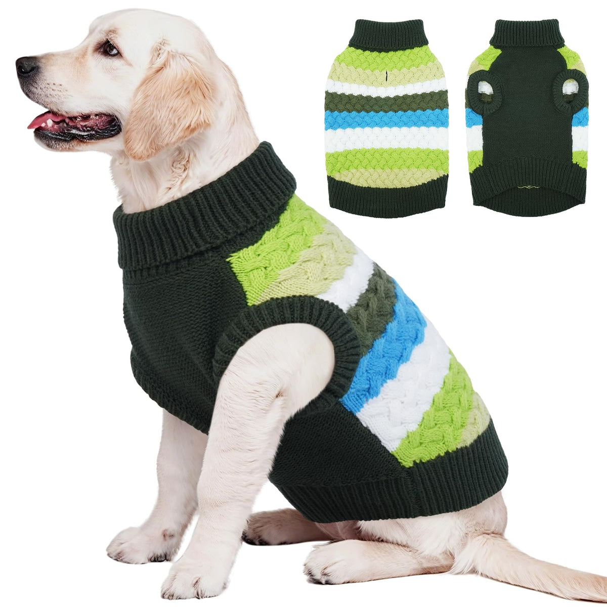 Dog Sweater Warm Dog Sweaters for Extra Large Dogs Girl (XXX-Large (Chest: 27.9''; Weight: 35- 58LB) / Green)
