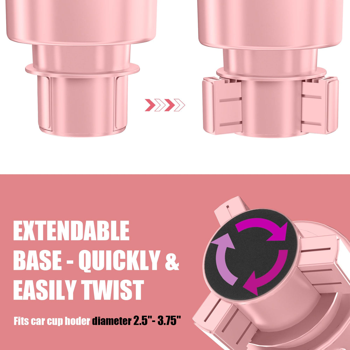 Car Cup Holder Expander for 32 (Large*1 / Pink)