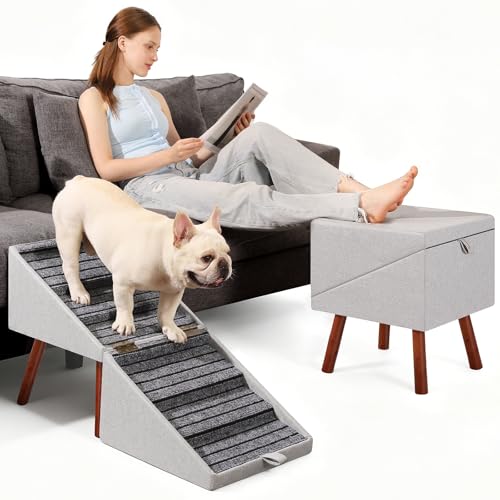 Dog Ramp for Couch Ottoman 2 (Light Grey)