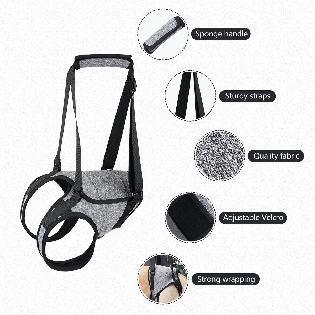 Dog Lift Harness for Dogs (Grey / Small)