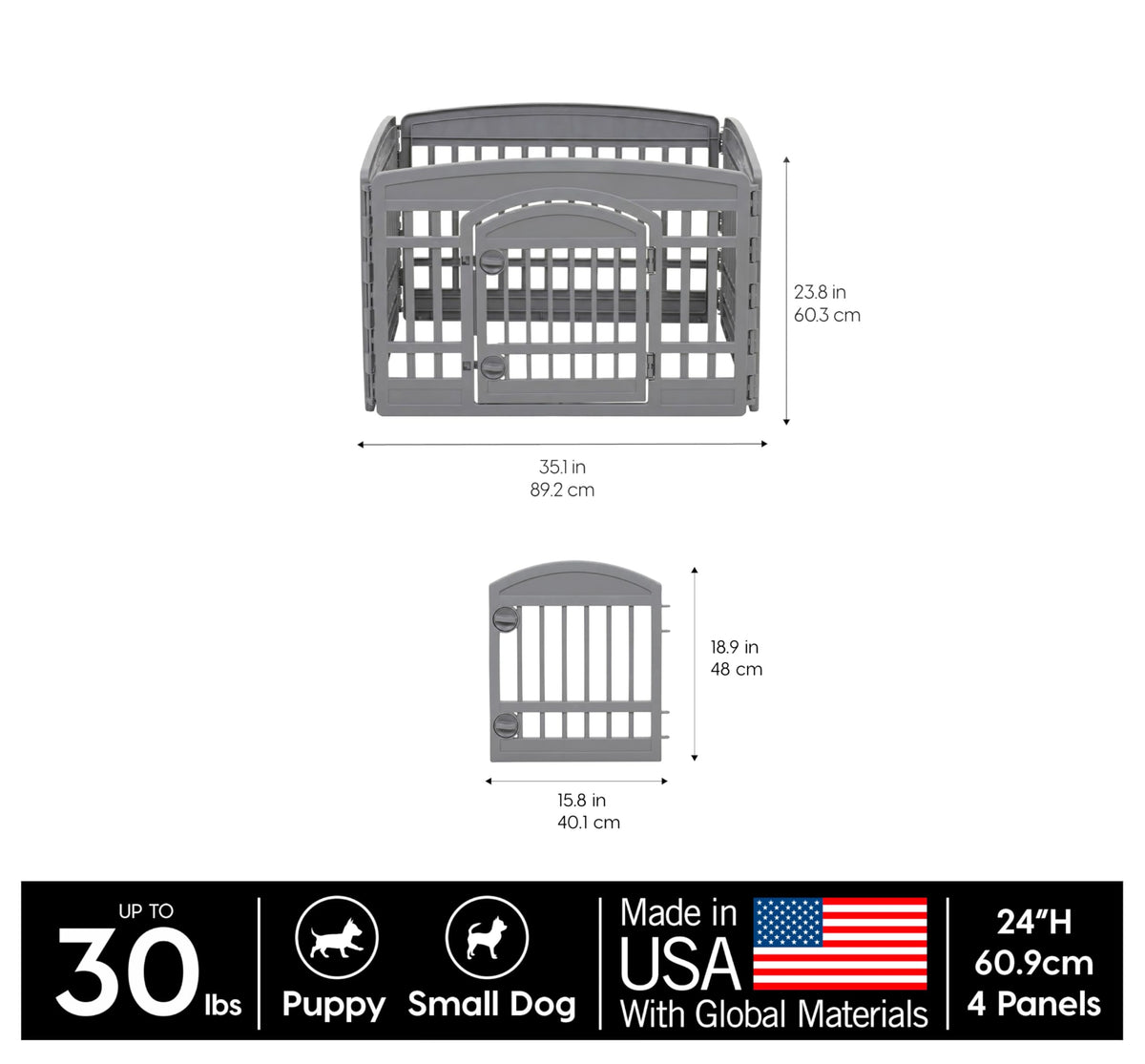 Laundry Basket (4 Panel - 24" H / Gray)