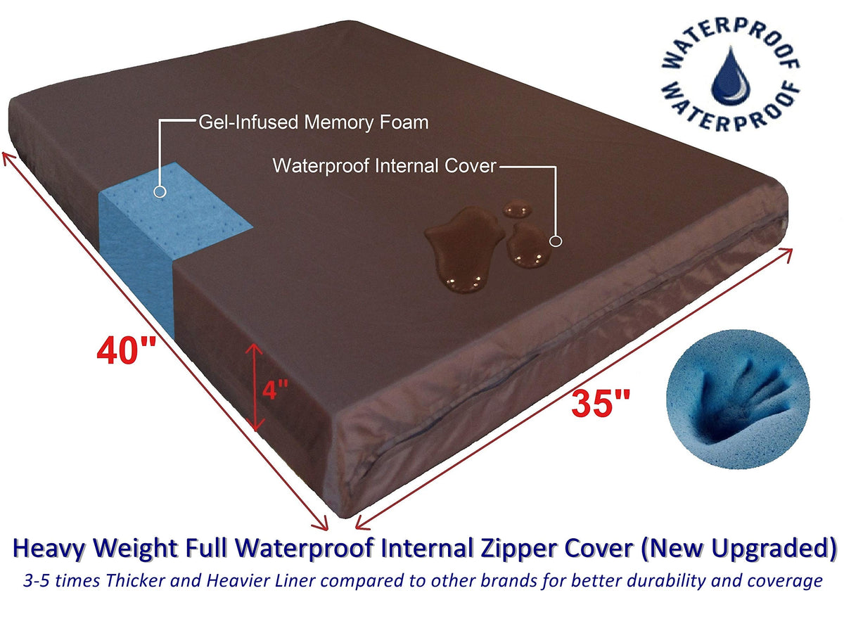 Extra Large True Orthopedic Gel Memory Foam Dog Bed for Large Pet (40X35X4 Inches Extra Large / MicroSuede in Brown)