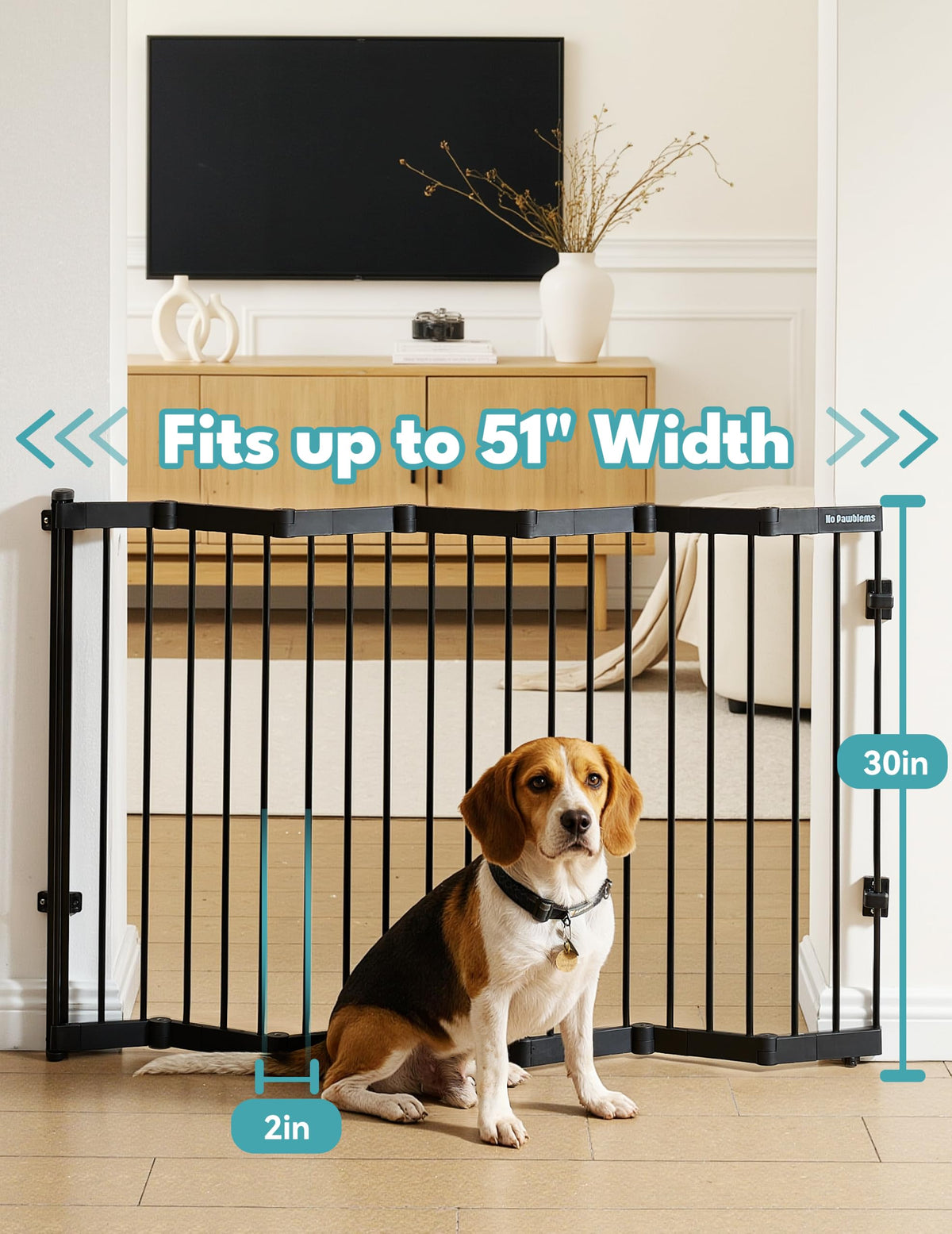 Retractable Safety Gate (Black / 51" Wide, 30" Tall)
