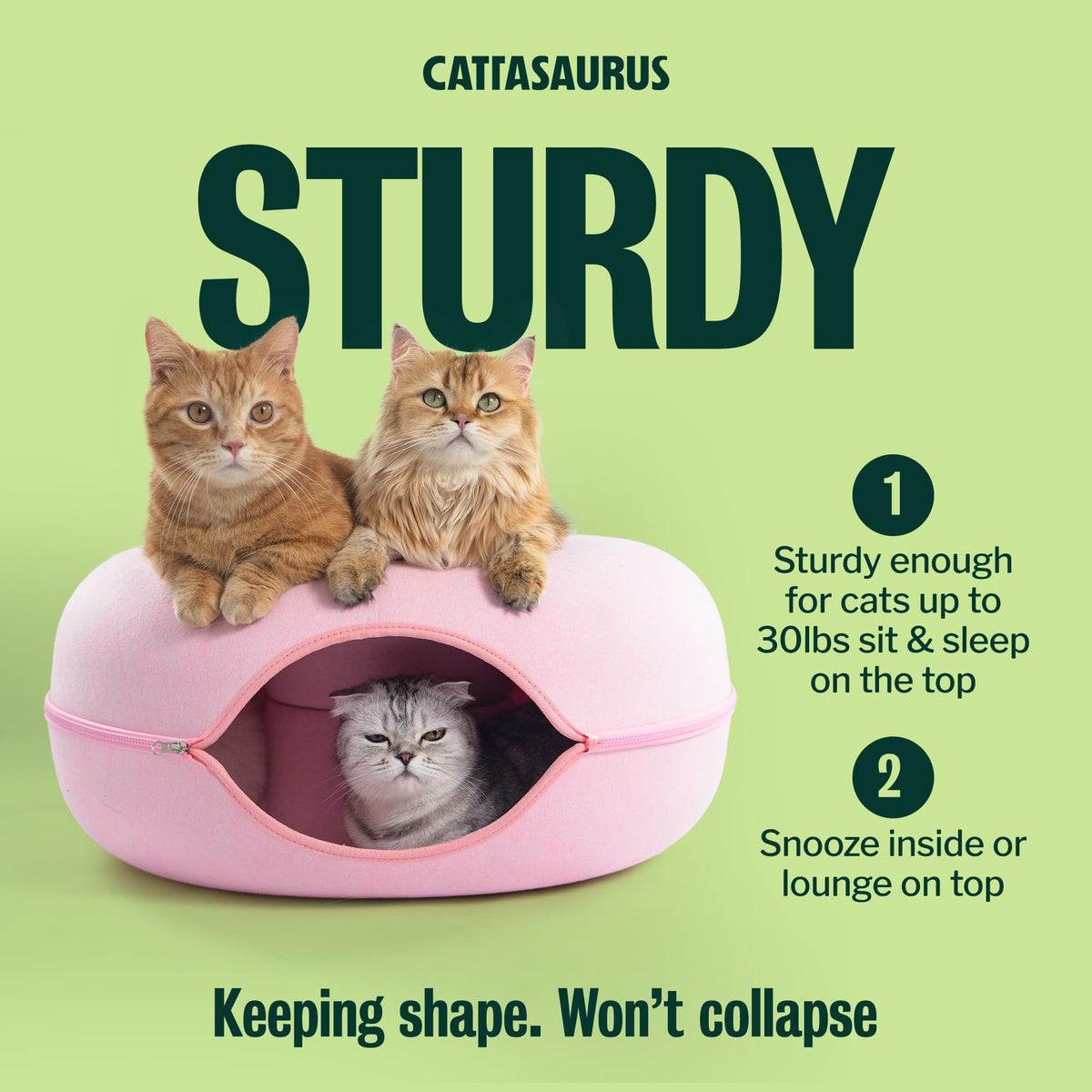 Peekaboo Cat Cave Donut for Multiple & Large Cats up to 30 (Pink / Large)