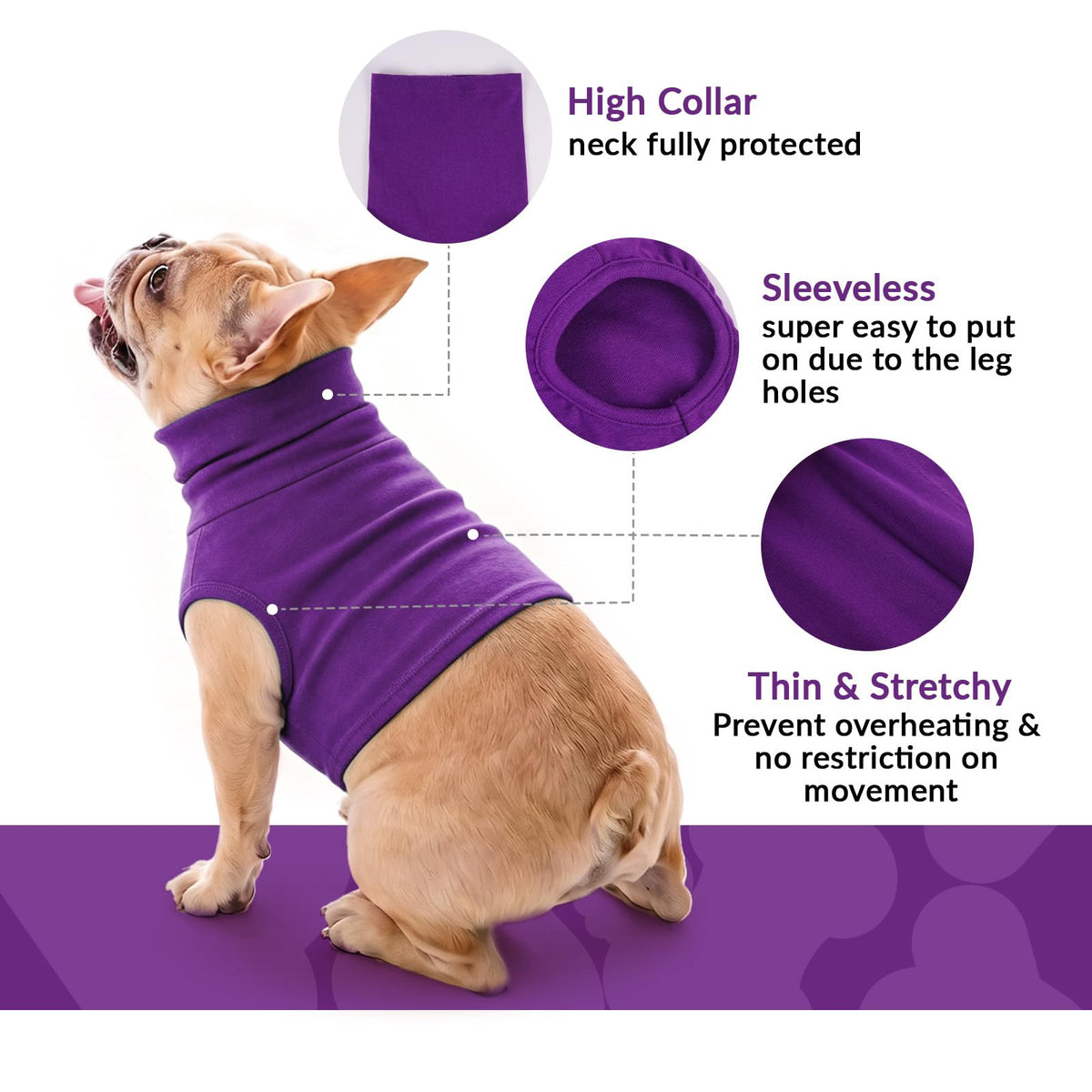 Dog Snood Post Surgery (DarkPurple / XL(Chest: 27.6"))