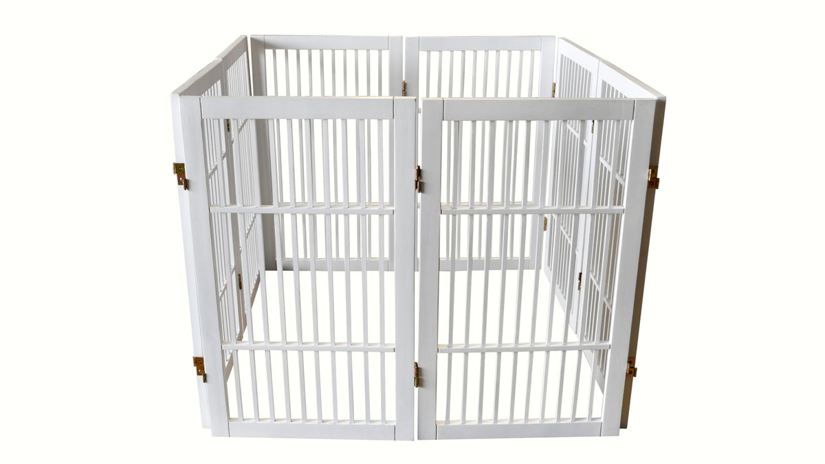 Pet Dog Gate Freestanding (8 Panel 30" Tall / White Pet Gate)