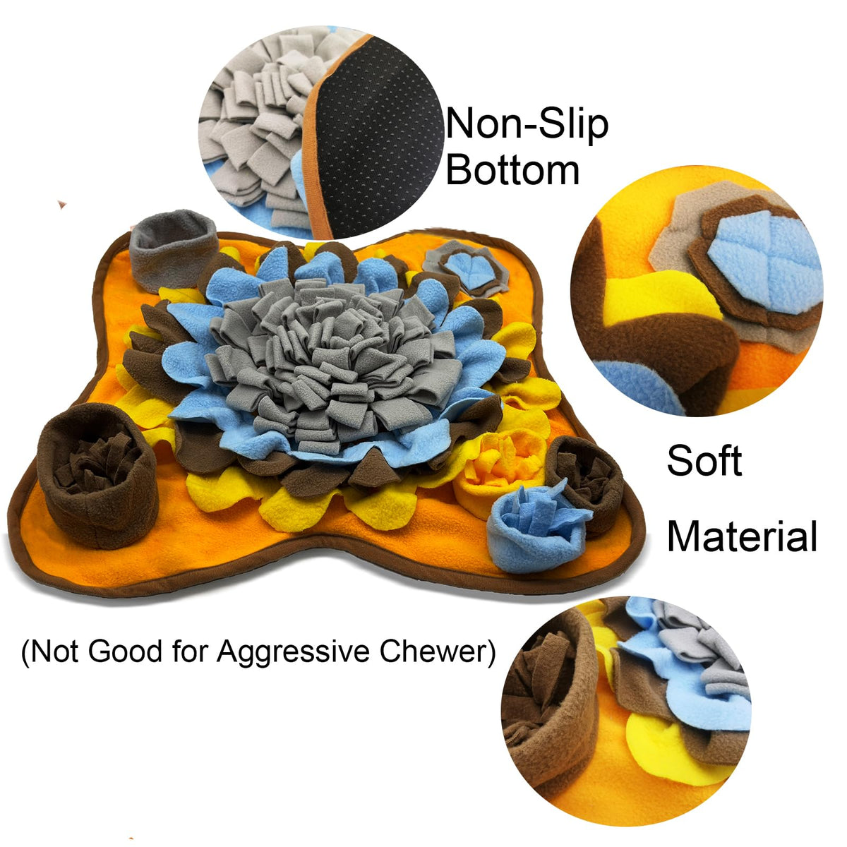 Dogs Snuffle Mat Pet Feeding Mats Puppy Sniffing Pad (Grey Brown)
