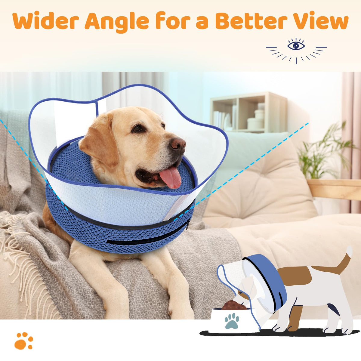Raised Inflatable Dog Cone Alternative Collars for After Surgery (Navy / XXL(Neck 18.5"-23.5"))