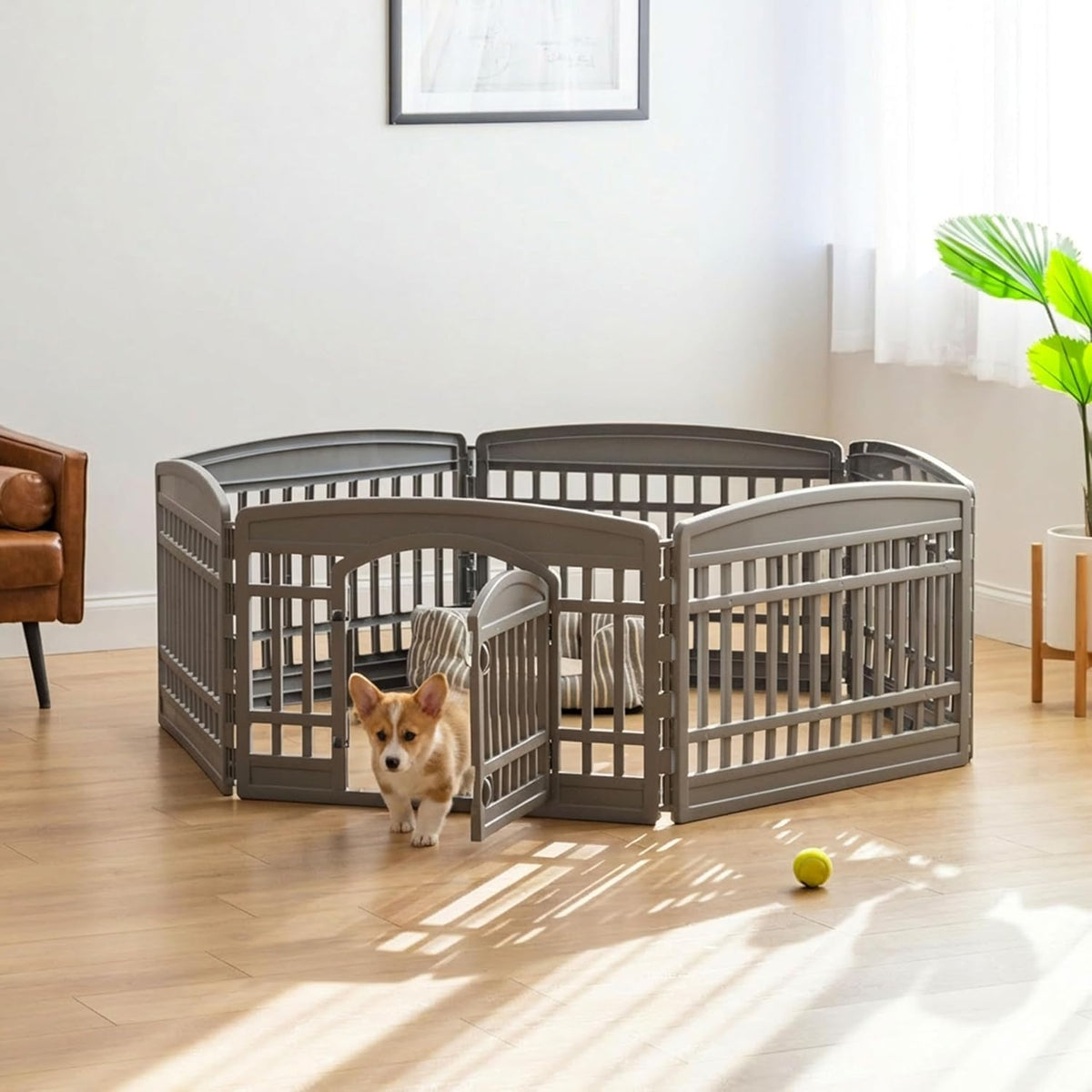 24" Dog Playpen (6 Panel - 24" H / Gray)