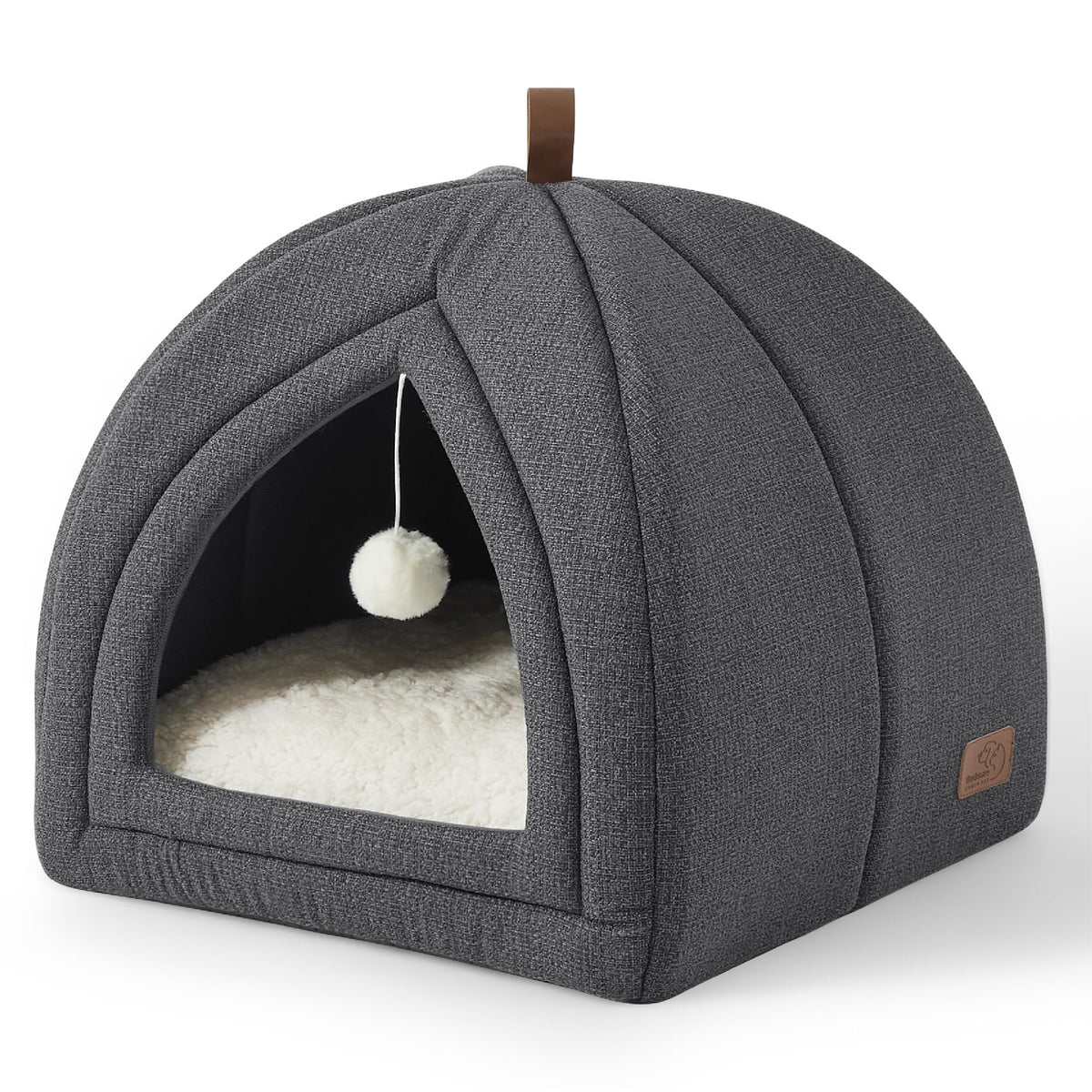 2in1 Cat Beds for Indoor Cats Cave for Kitten with Washable Pillow (L(17.3x17.3x17.3) / Dark Grey)