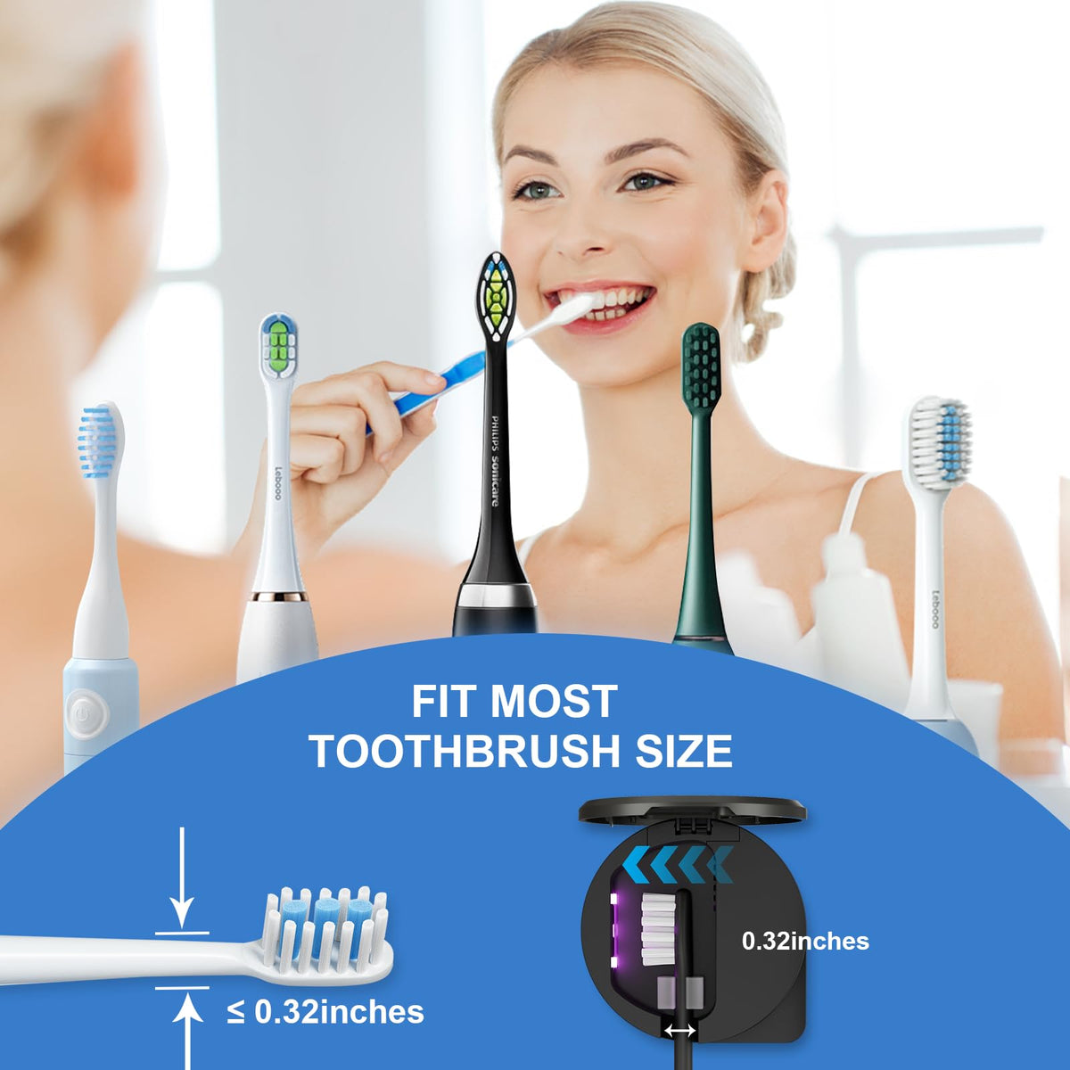 UV Toothbrush Sanitizer Holder (Black)