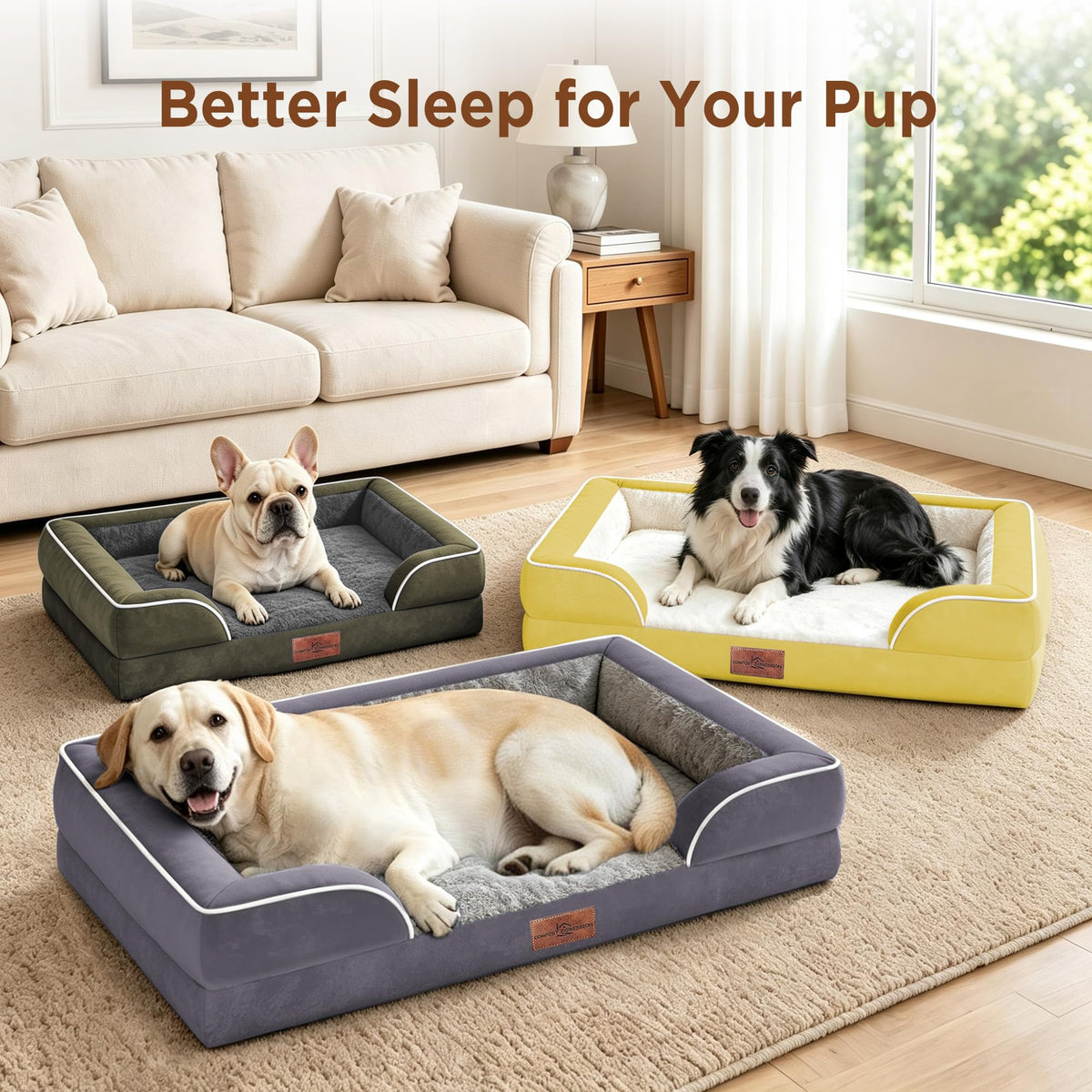 Waterproof Orthopedic Dog Beds for Large Sized Dog (38.0"L x 25.0"W x 7.0"Th / Dark Green)