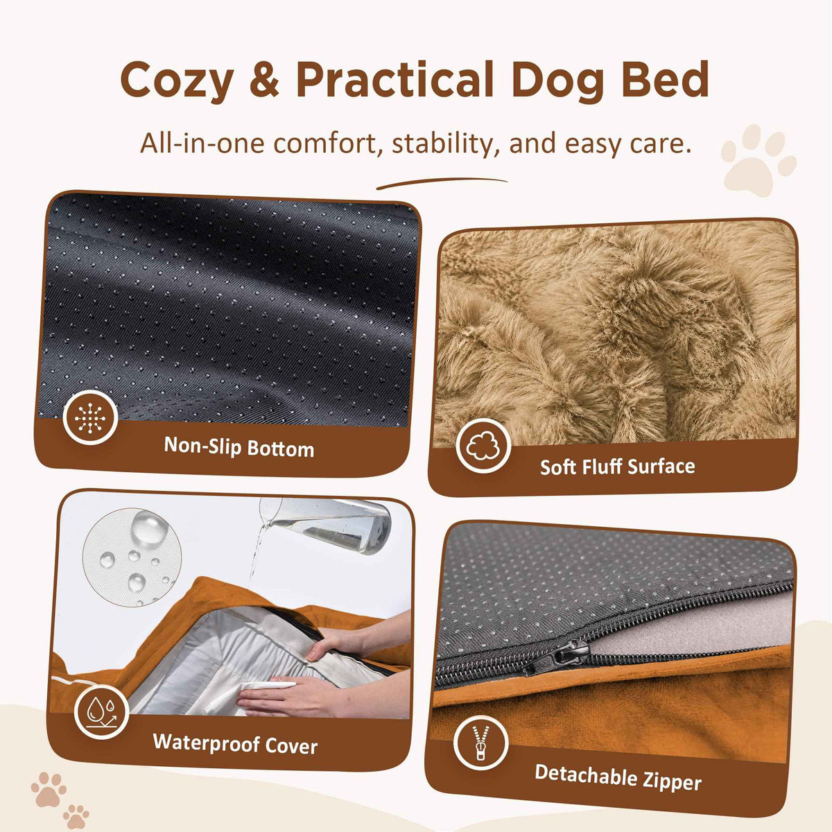 Waterproof Orthopedic Dog Bed for Medium Size Dog (28.0"L x 19.0"W x 6.0"Th / Orange)