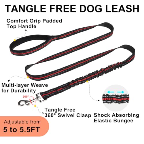 Dog Harness Medium Sized and Leash Set (Red & Black / M: Chest 21"-26.7")