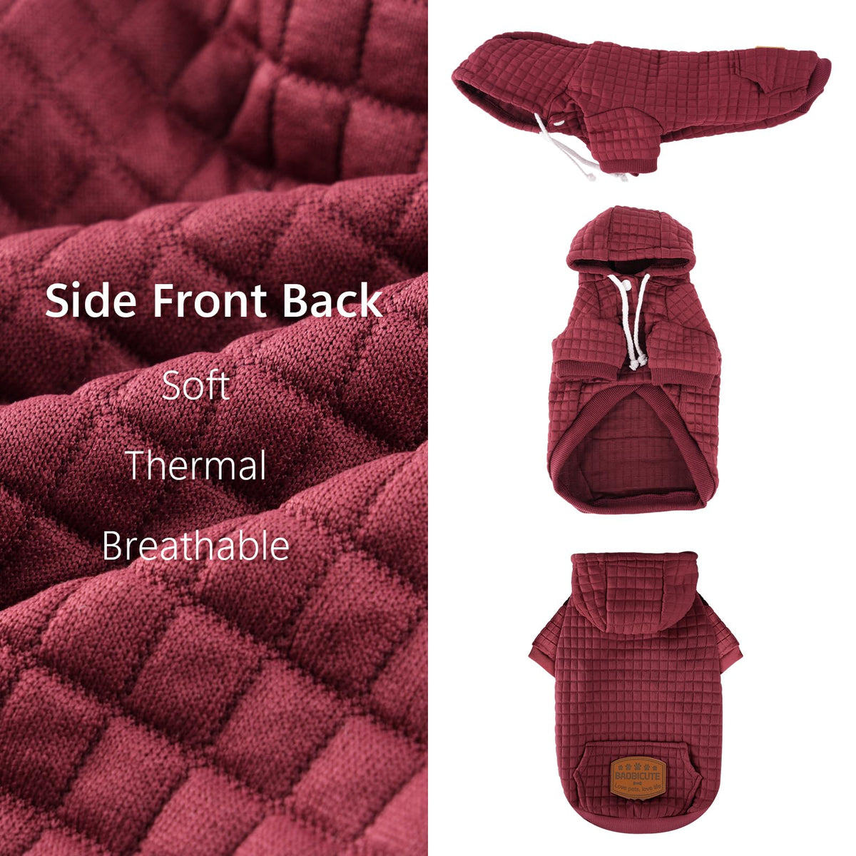2 Pack Dog Hoodie Sweaters for Small Medium Dogs Warm Dog Clothes for Large Dogs Soft Waffle (Dark Green+Wine Red / M (Back: 15.5",Chest: 21.6", 26-35lbs))