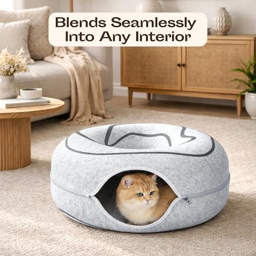 Peekaboo Cat Cave Donut (Light Gray)