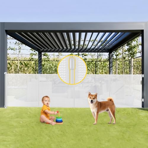 Reinforced 42” Tall x 160” Extra Wide Retractable Baby Gates with Rods (White / Reinforced 42" Tall X 160" Wide)