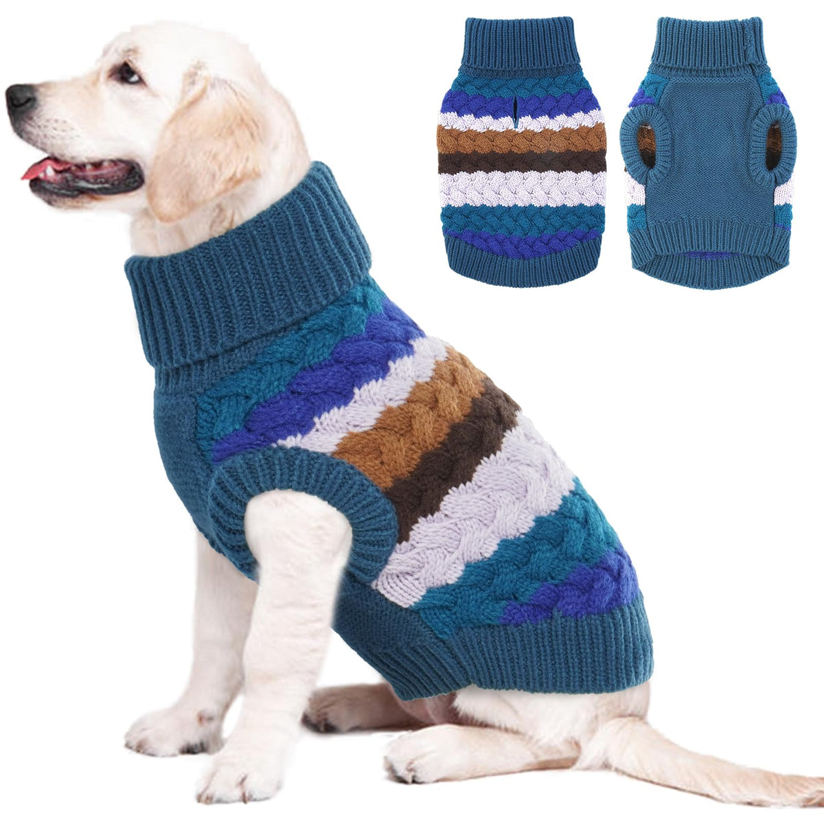Dog Sweater Warm Dog Sweaters for Extra Large Dogs Boy (XXX-Large (Chest: 27.9''; Weight: 35- 58LB) / Blue)