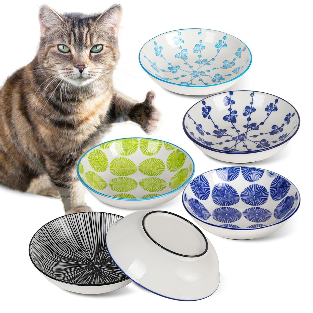 Ceramic Cat Food Bowls (Classic Color)