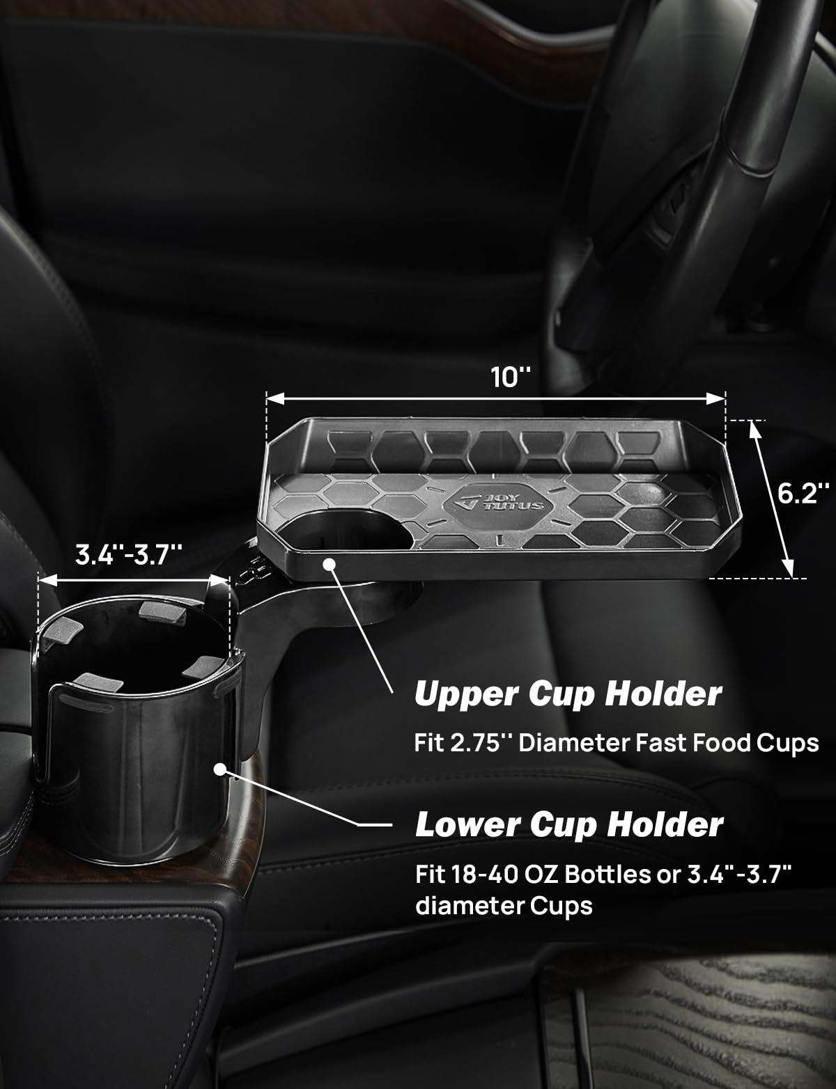 2 Pack Cup Holder Tray for Car (Black / 2Pack)