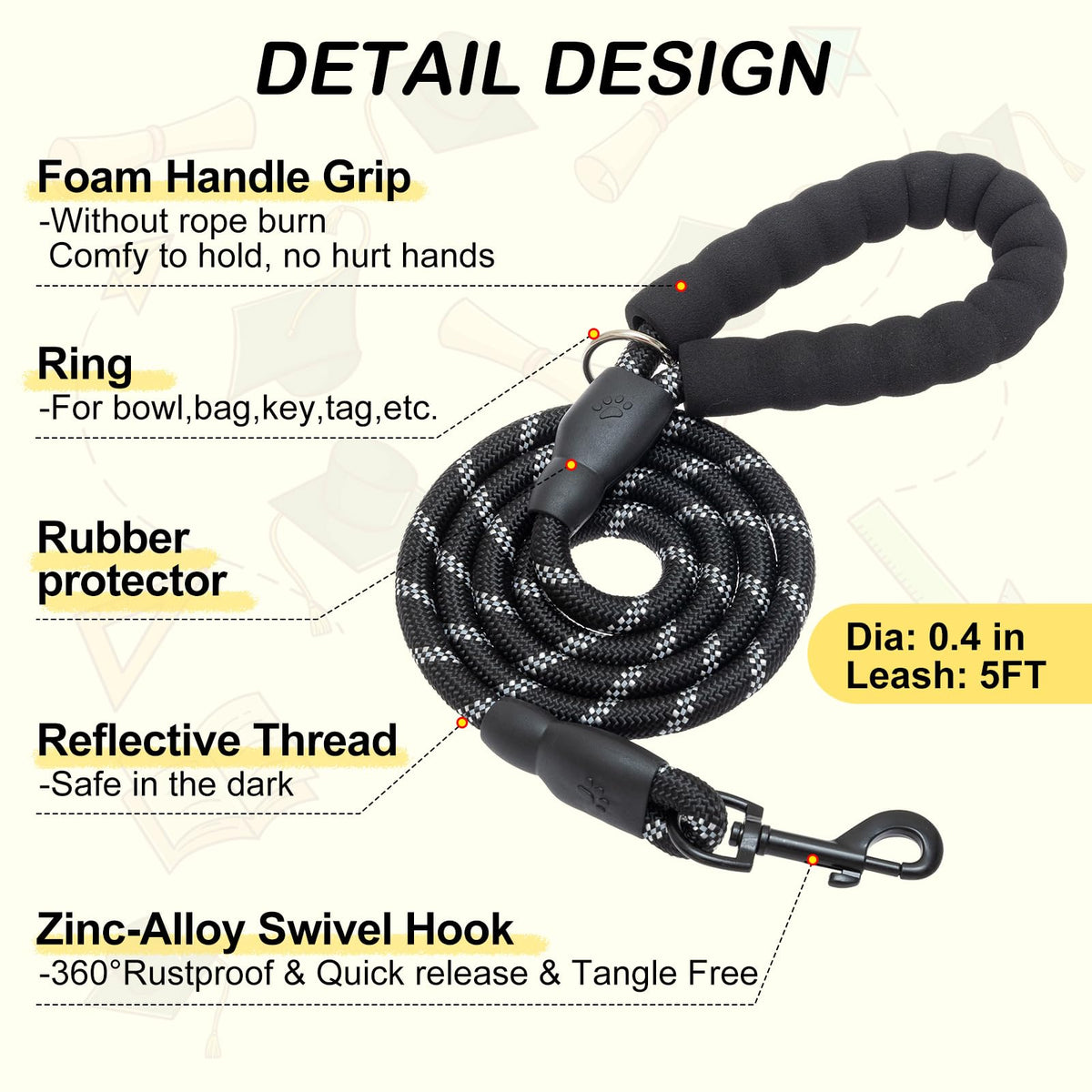 Graduation Dog Harness Medium Size and Leash Set (Medium(Chest Girth 16" - 18") / Yellow)