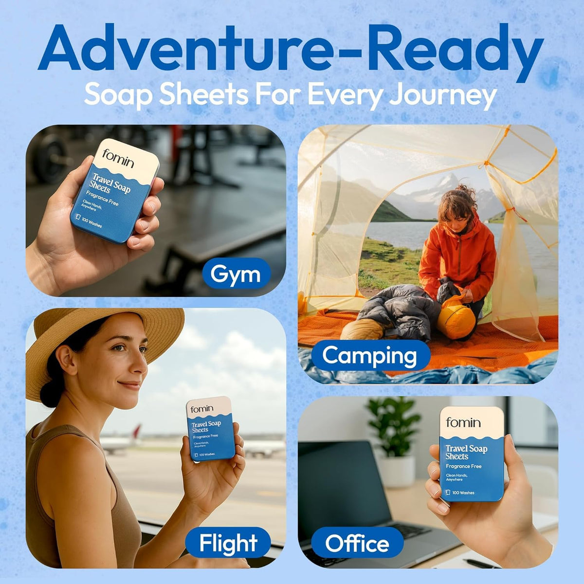 Paper Soap Sheets for Traveling (Unscented (Pack of 3))