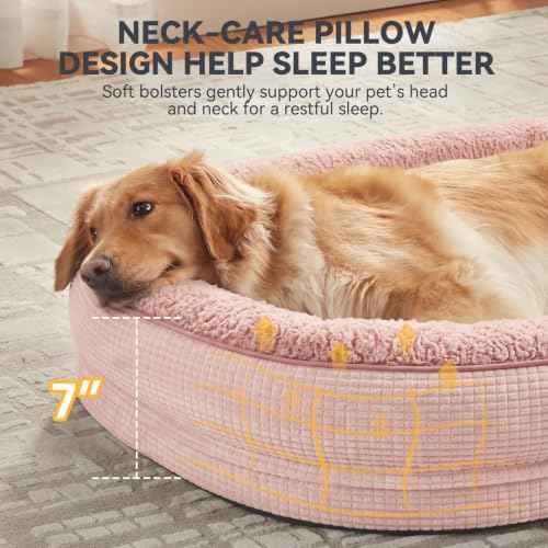 Orthopedic Dog Bed for Large Dogs (Pink / 35"l X 25"w X 7.0"th)