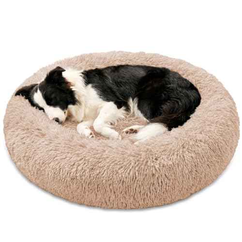 Calming Washable Dog Bed Medium Size Dog (Camel / 31.0"L x 31.0"W x 8.0"Th(Removable))