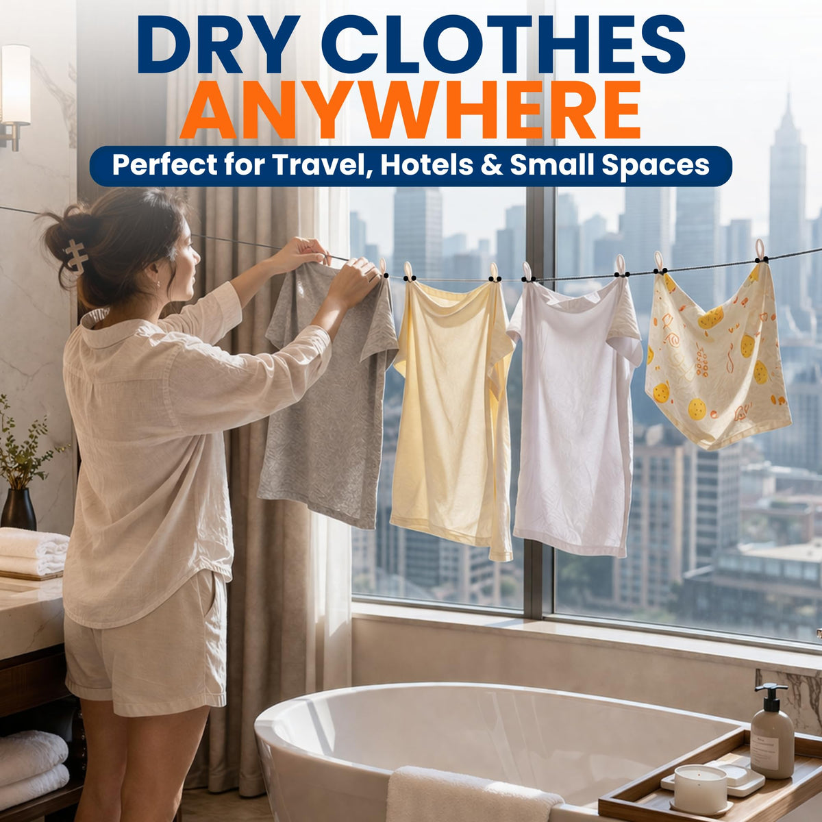 Travel Laundry Detergent Sheets and Travel Clothesline (Pocket Sheets (50) + Lightweight Clothesline)